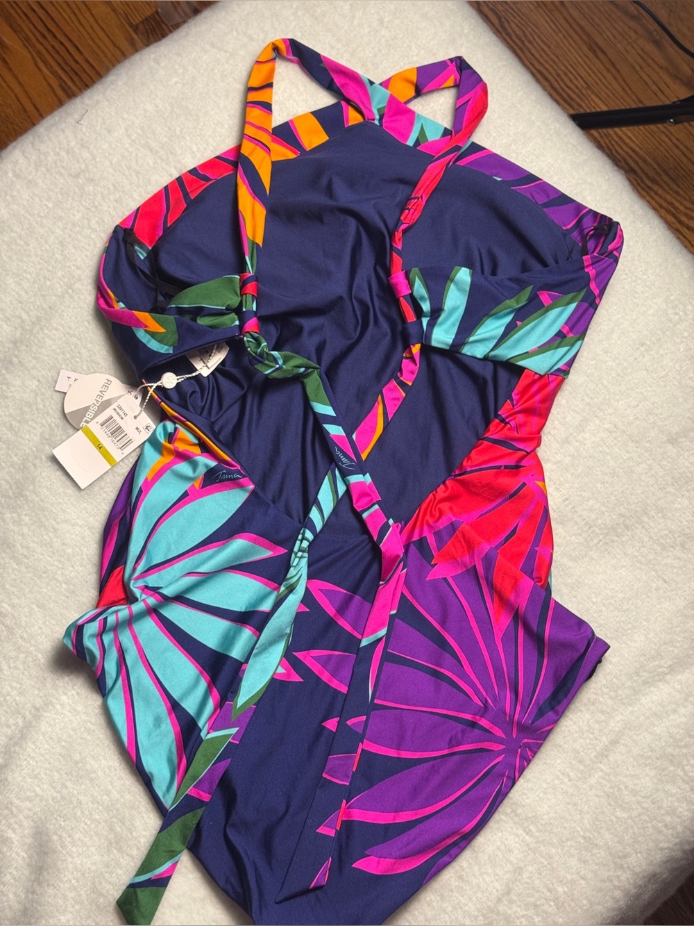 NWT Trina Turk Wailea Reversible One Piece Swimsuit Size 14 Tropical Print - Picture 8 of 11